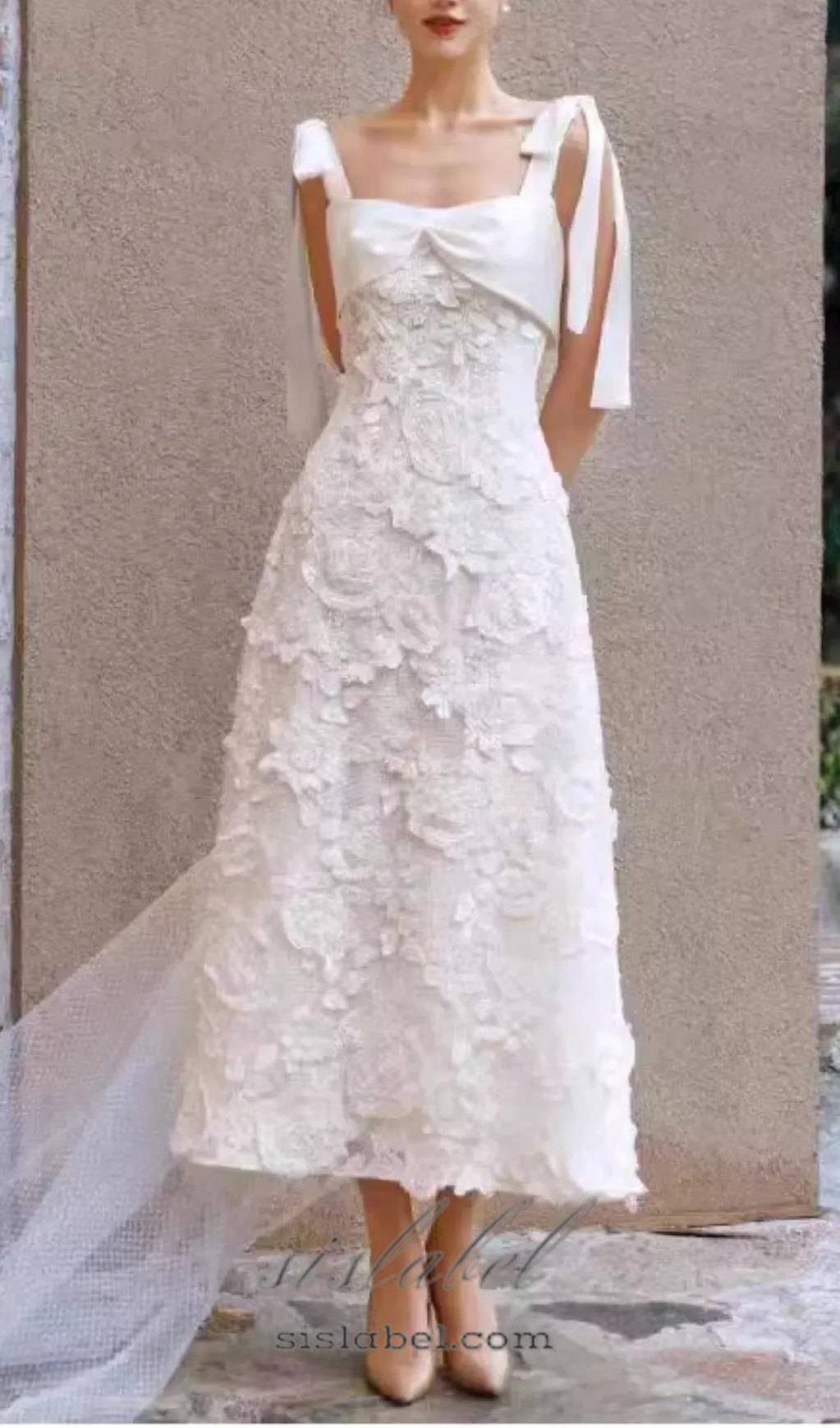 ADITI WHITE FLOWER LACE WEDDING MAXI DRESS