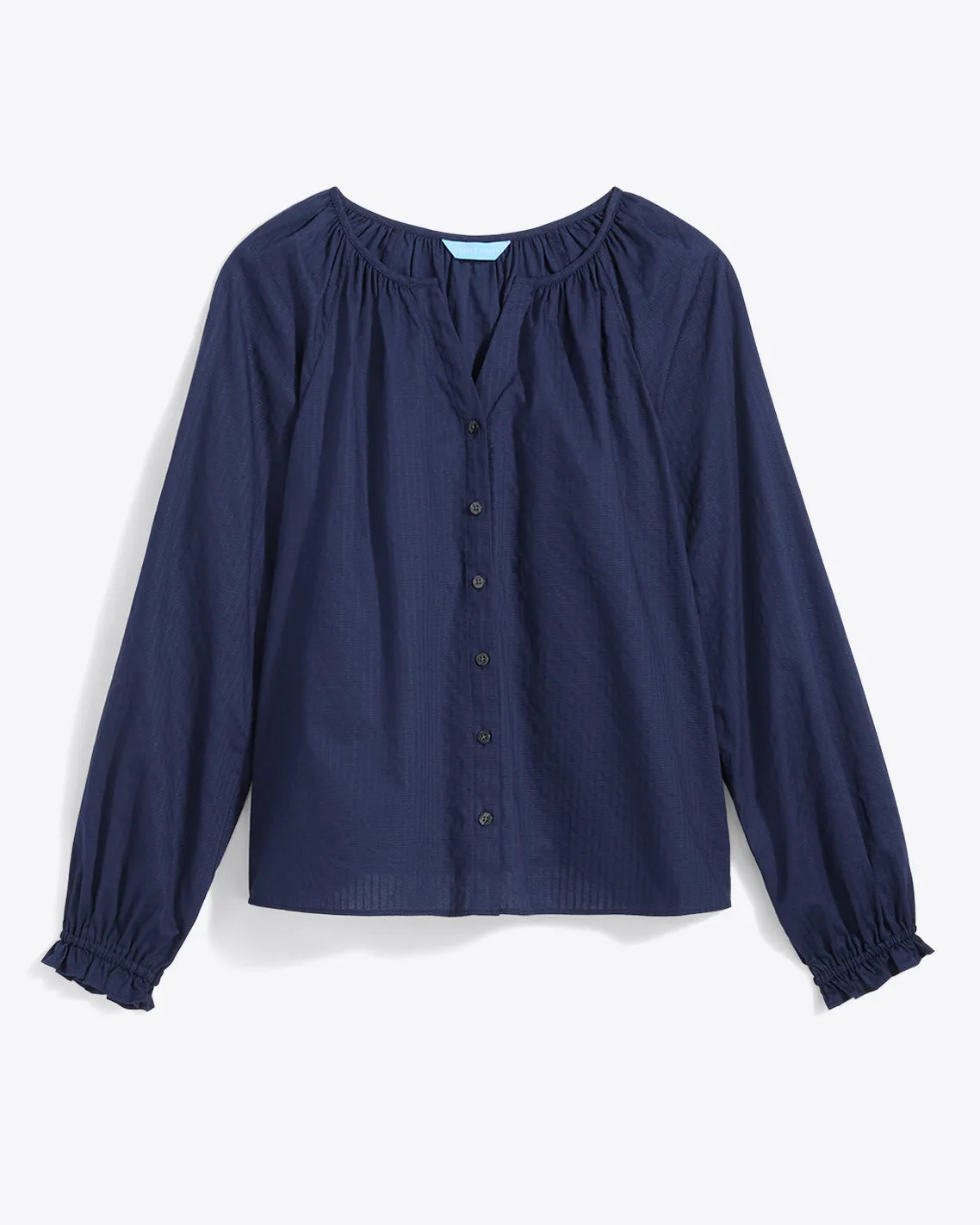 Alexandra Top in Navy Dobby Stripe
