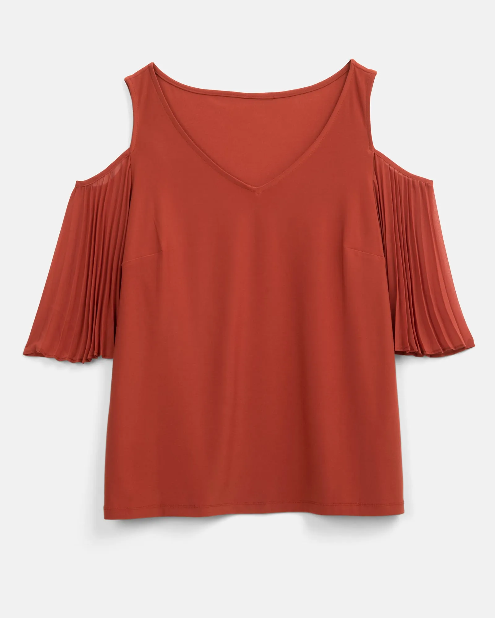 Arianne Cold-Shoulder Pleated Blouse | Red