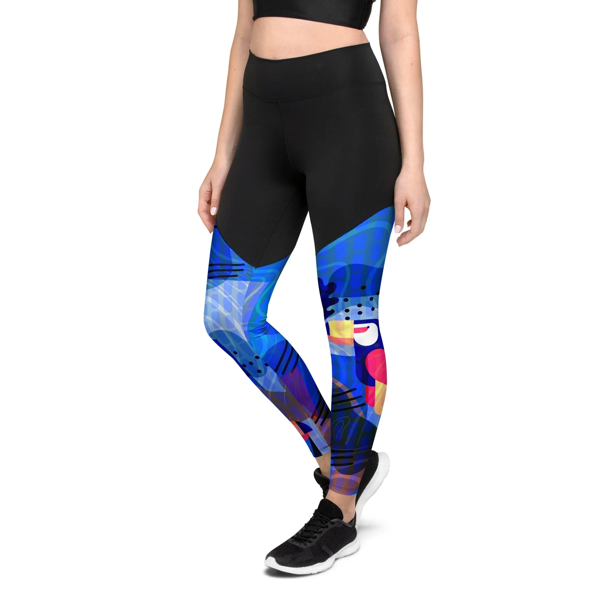Blue Abstract Compression Leggings