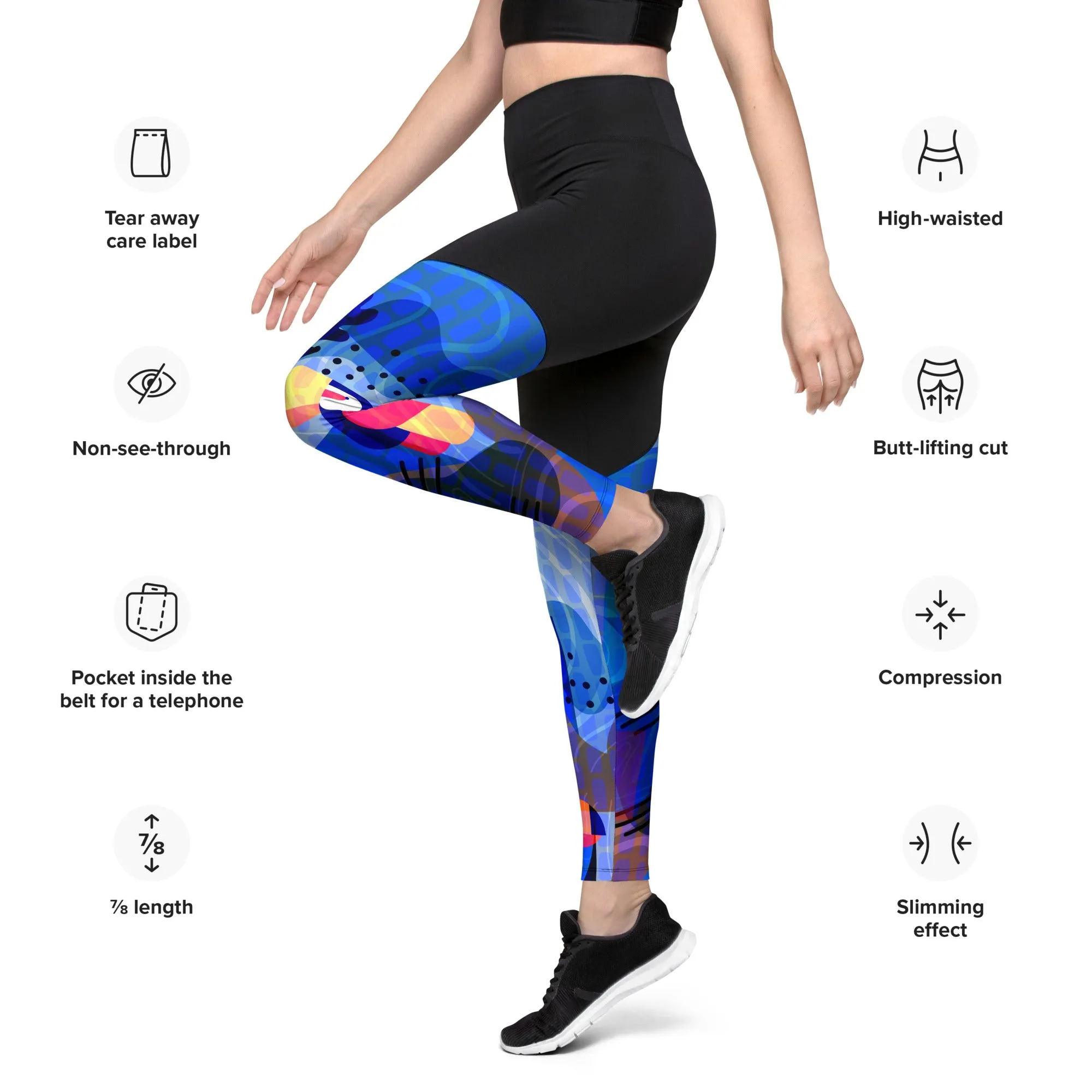 Blue Abstract Compression Leggings