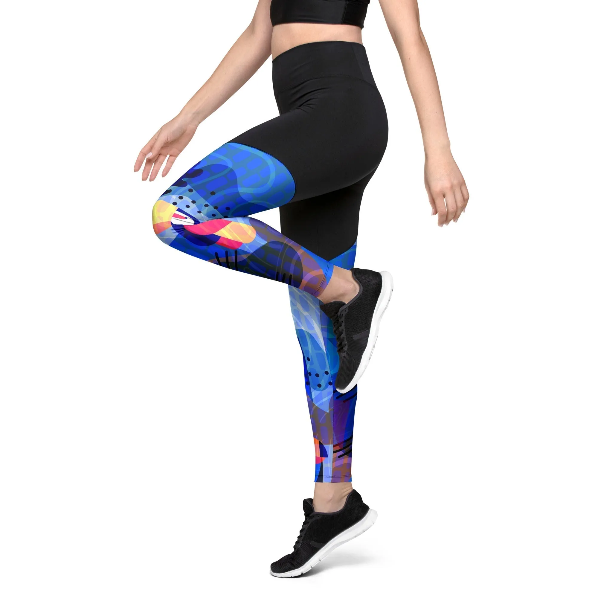 Blue Abstract Compression Leggings