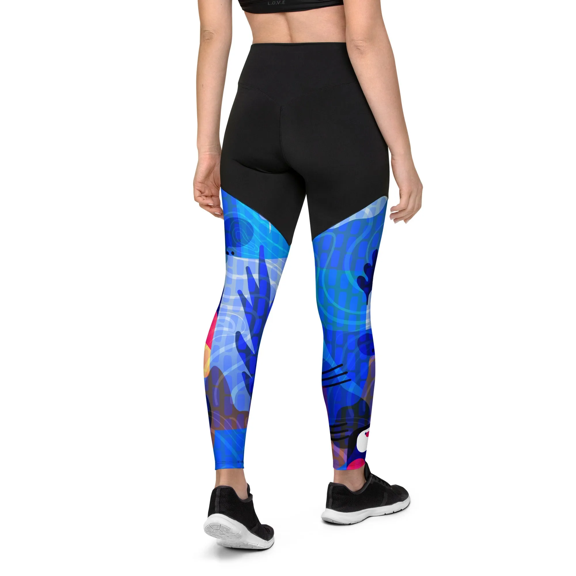 Blue Abstract Compression Leggings