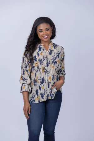 Christy Lynn Naomi Blouse in Inkblot Ivory