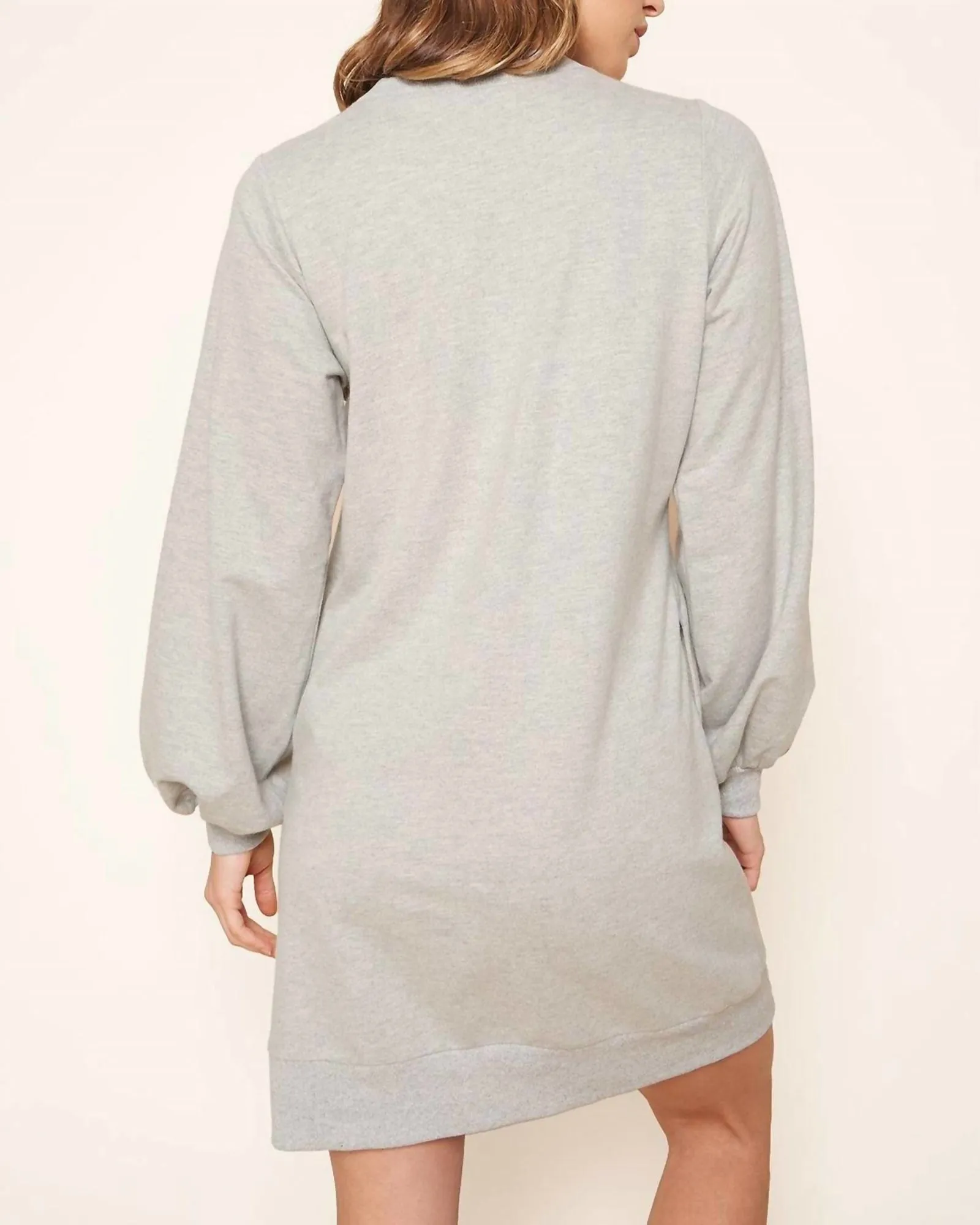 Deanna Balloon Sleeve Sweatshirt Mini Dress in Heather Grey | Heather Grey
