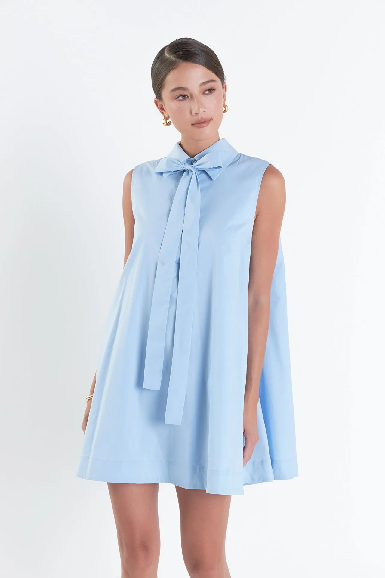 English Factory - Sleeveless Bow Shirt Dress