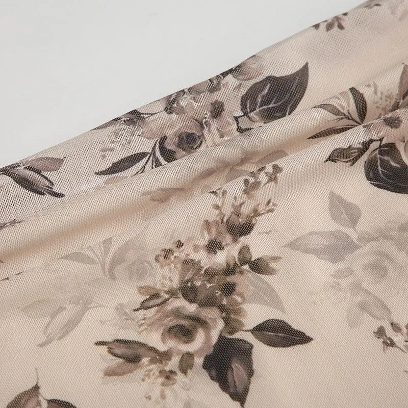 Floral Drawstring Trumpet Skirt
