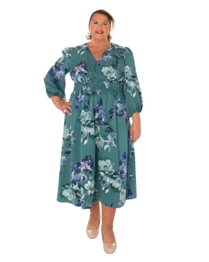Heather V-Neck Maxi Dress | Teal / Navy