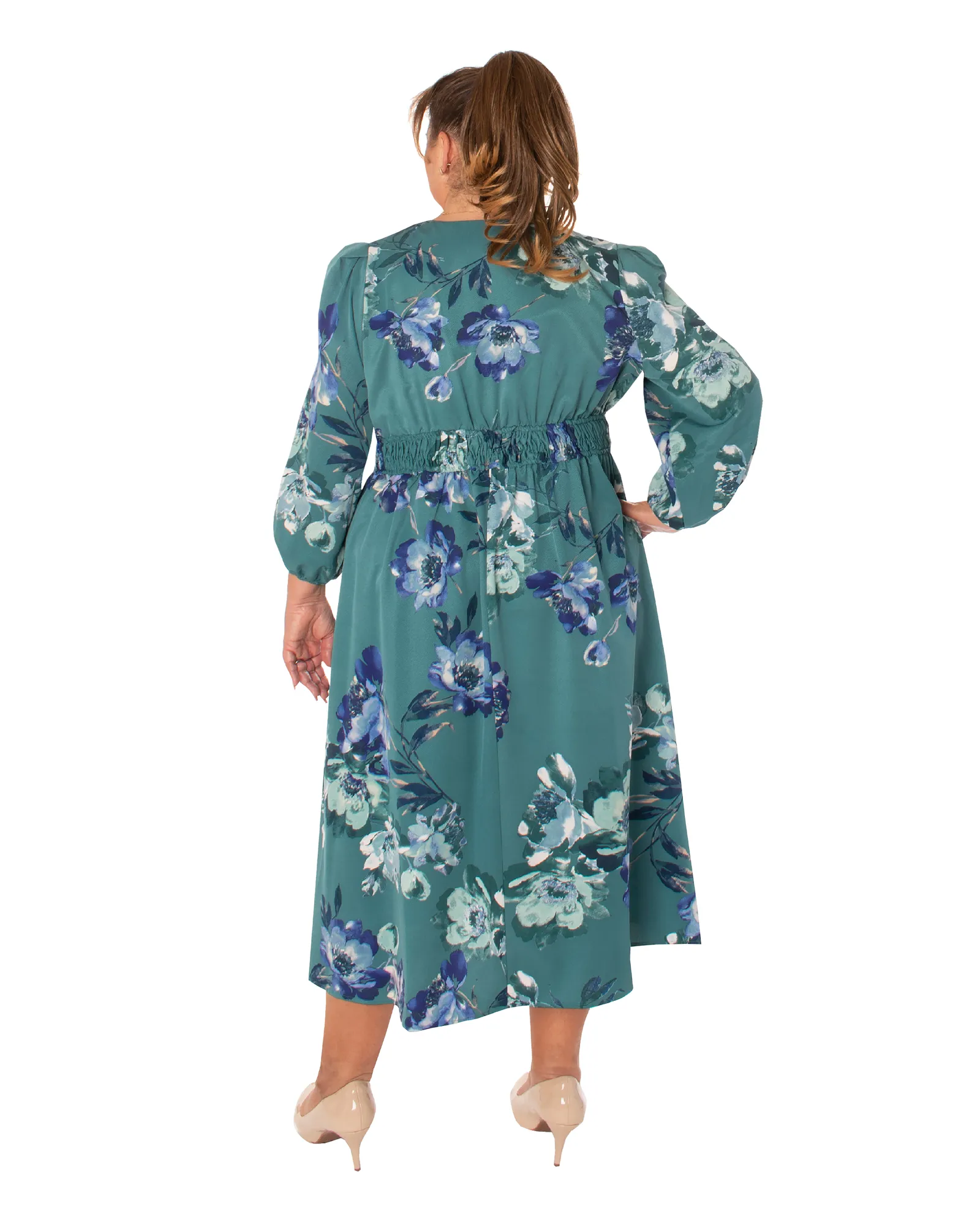 Heather V-Neck Maxi Dress | Teal / Navy