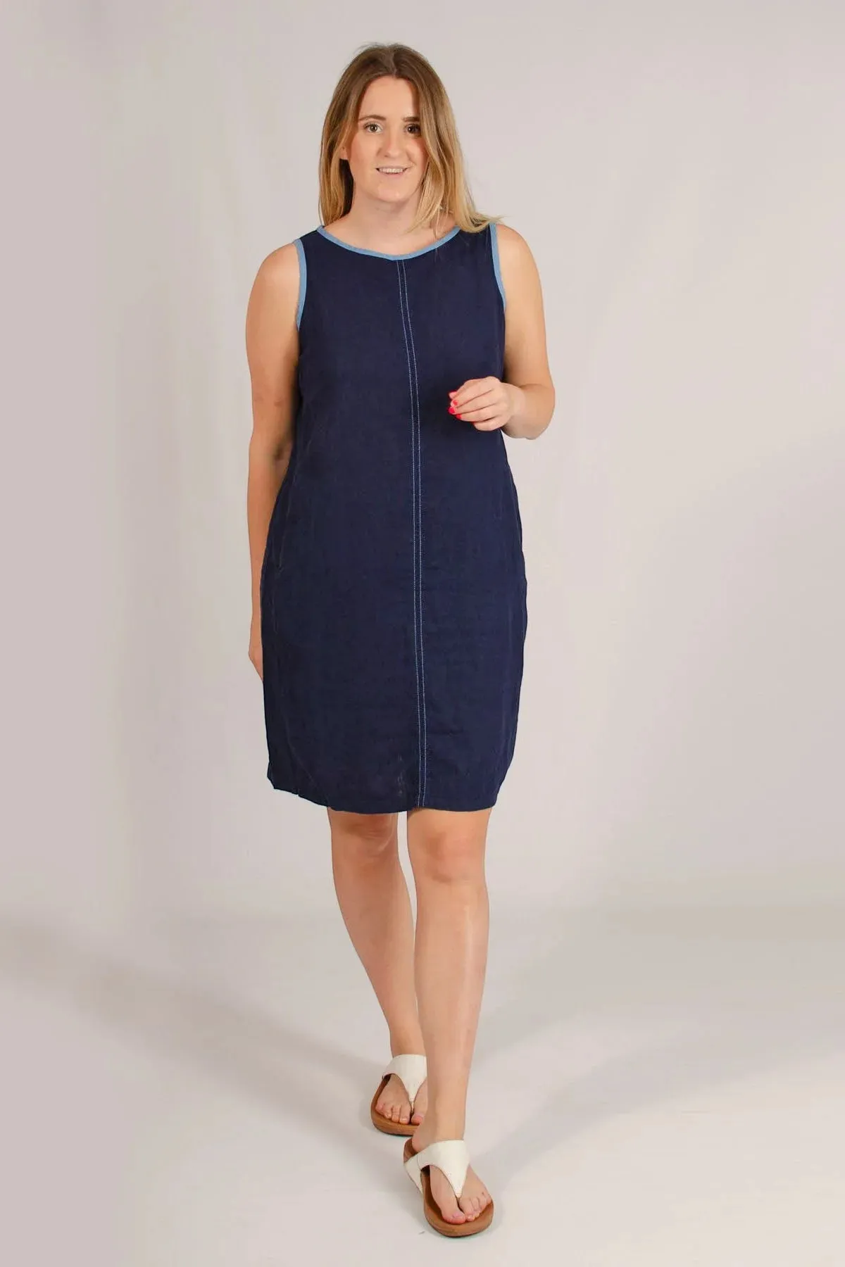 Sleeveless Linen Shift Dress