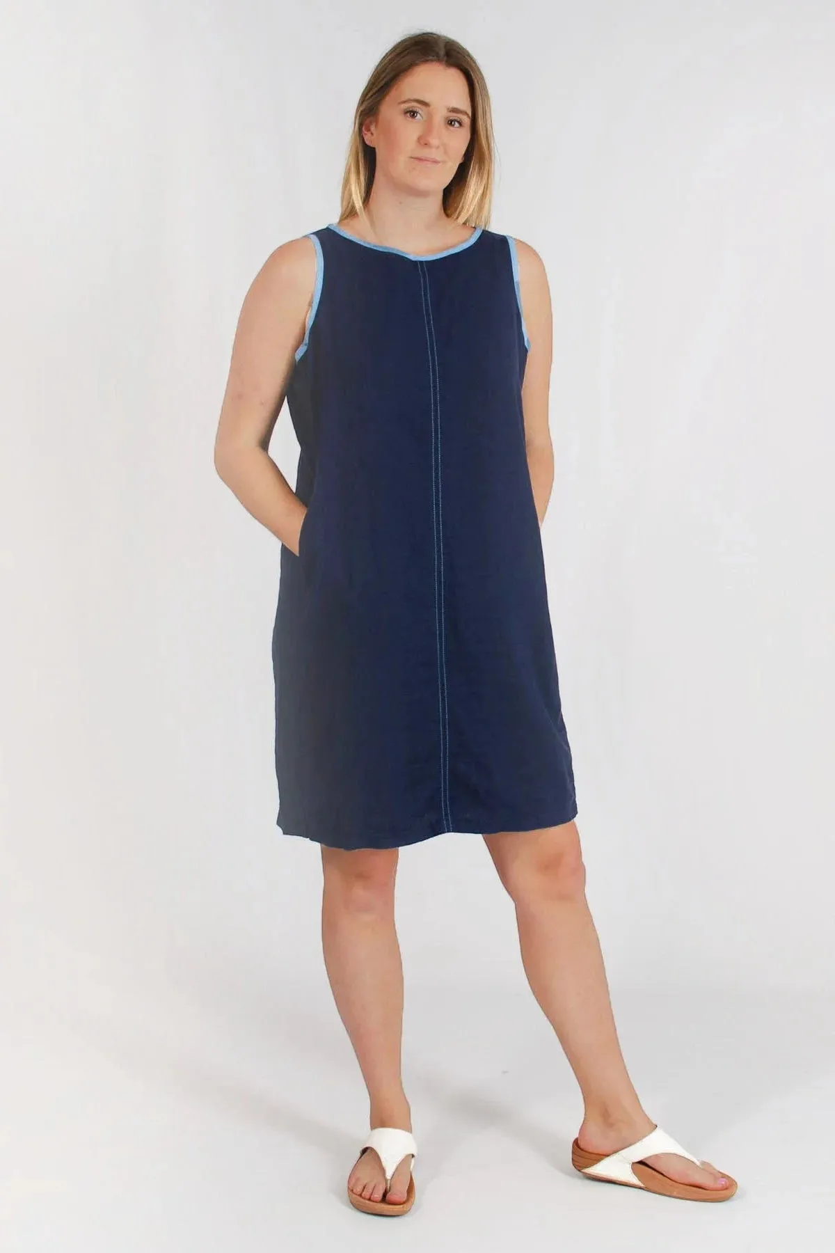 Sleeveless Linen Shift Dress