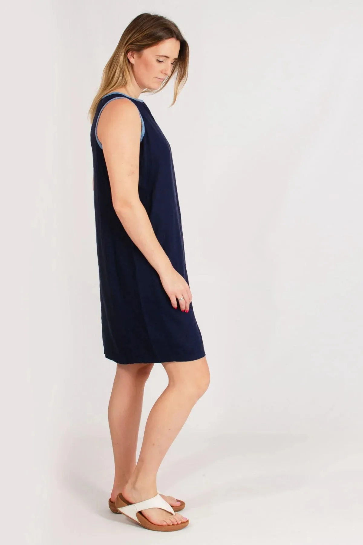 Sleeveless Linen Shift Dress